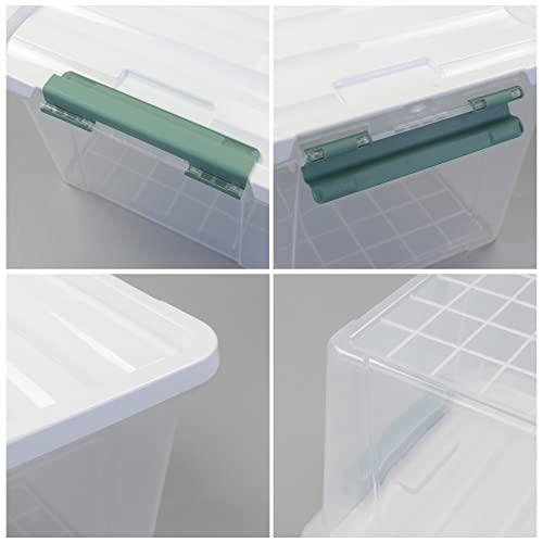 Storage Latching Bins, 35 Quart Clear Plastic, 4-Pack Storage Box - size: 35 Quart