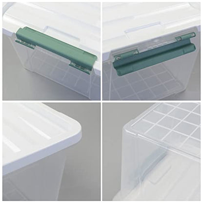 Storage Latching Bins, 35 Quart Clear Plastic, 4-Pack Storage Box - size: 35 Quart