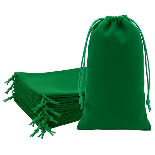 Mandala Crafts 8x17 Emerald Green Velvet Drawstring Shoe Dusting Bags - color: Emerald Green 8X17 Inches, size: 1 Count (Pack of 10)