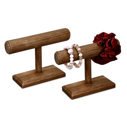 MOOCA 2-Piece Wooden Bracelet Display Stand, Watch Holder for Showcase - color: 3) Brown