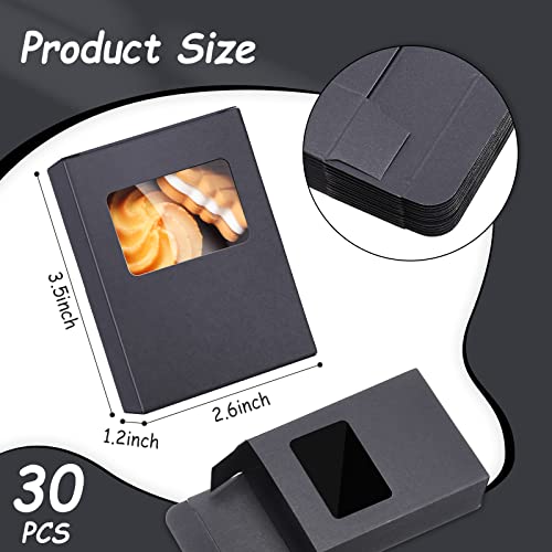 Spakon 30 Pcs Black Soap Boxes with Window, 3.5x2.6x1.2 Inch Kraft Paper - color: Black
