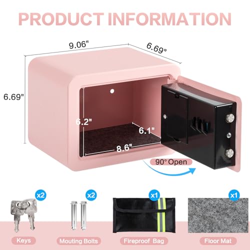 0.23 Cubic Small Safe Box, Digital Security Box Mini Safe W/Fireproof Bag