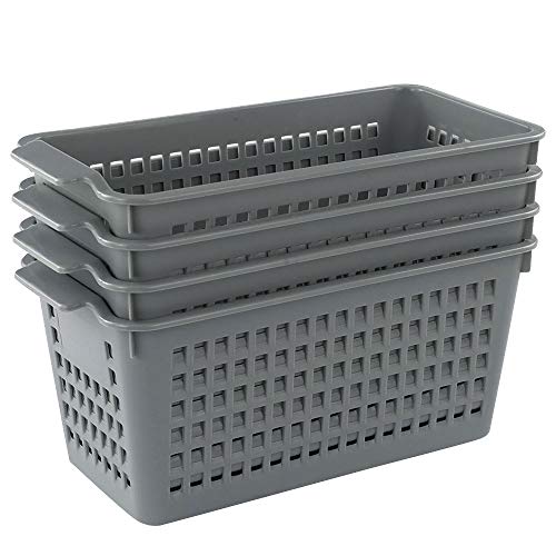 Plastic Baskets for Organizing, Grey, Set of 4 - size: drawer baskets