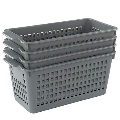 Plastic Baskets for Organizing, Grey, Set of 4 - size: drawer baskets
