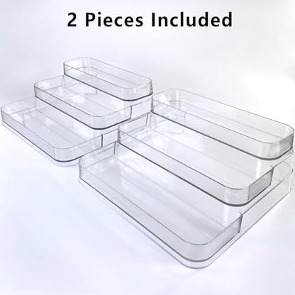 Perfume Organizer - 2 Pack Three-Tiered Shelf - Perfume Lotion Skincare Stand, Spice Vitamins Medicine Bottles Holder,Sturdy Clear Rack for Kitchen Bathroom Countertop Cabinet Storage