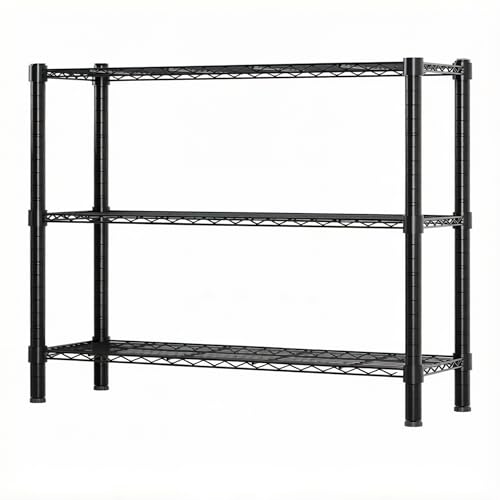 Standing Shelving Units, 36"W x 14"D x 32"H, 3-Tier Metal Storage Rack - color: Black, size: 3-Tiers