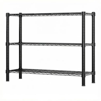 Standing Shelving Units, 36"W x 14"D x 32"H, 3-Tier Metal Storage Rack - color: Black, size: 3-Tiers