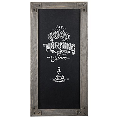 MyGift Wall Mounted Large Chalkboard Sign with Gray Wood Frame - color: Gray