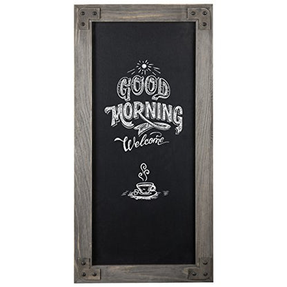 MyGift Wall Mounted Large Chalkboard Sign with Gray Wood Frame - color: Gray