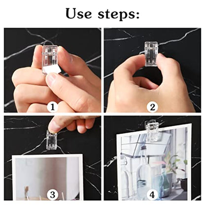 20 Pieces Self Adhesive Clips, Tapestry Sticky Wall Photo Poster Clips - color: Clear