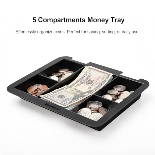 Jssmst Cash Box with Tray - Pink Money Box with Key Lock, Money Saving Box Lock Box, 9.84'' x 7.87'' x 2.6'', SM-CB00125PK - color: Pink, size: L(9.84")