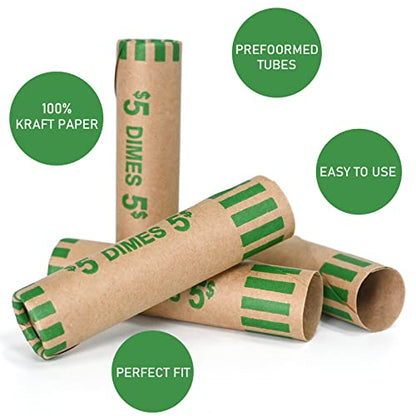 LLIKED 118 PCS Preformed Coin Wrappers Rolls-Dimes - size: 118 Dimes Coin Rolls