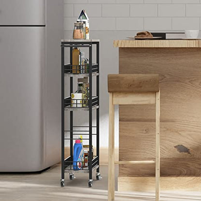 NOVIMANGO Slim Storage Cart Narrow Kitchen Cart 4 Tier, Grey - color: Grey