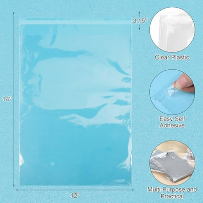 Epakh 200 Pcs Clear Plastic Shirt Bags with 3500 Stickers, 12 x 16 Inch - size: 12 x 16 Inch