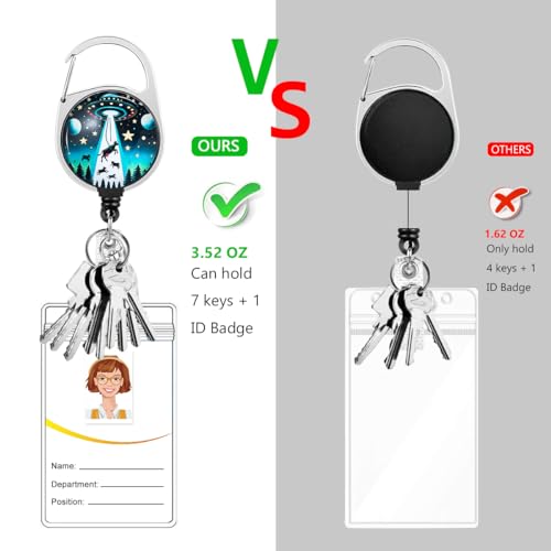 Funny UFO ID Badge Holder with Lanyard and Retractable Badge Reel - color: Ufo and Cow