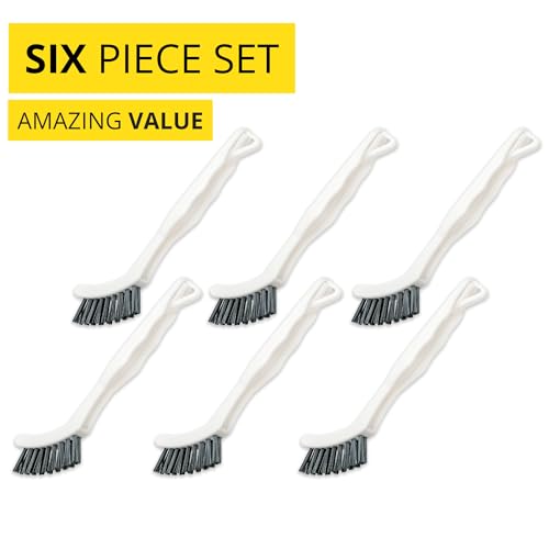 6-Pack Grout Cleaner Brush Set - Firm Nylon Bristle Detail Scrub Brushes for Household Use on Bathtub, Shower, Kitchen, Tile Floors, Sink, Grooves, Window Tracks, Drains