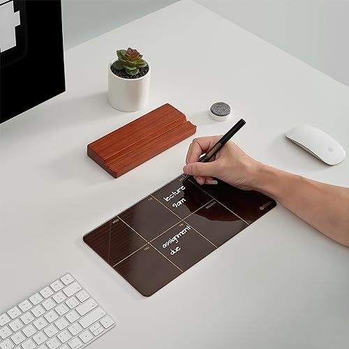 Yeoux Desktop Glass Weekly Planner Dry Erase Board 12“x6 - color: Burgundy Red