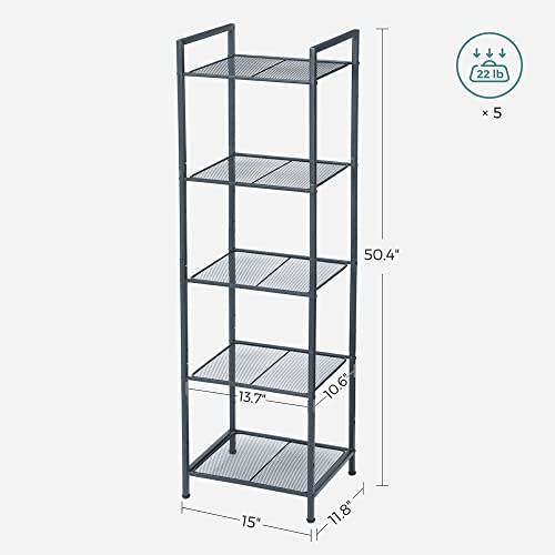 SONGMICS 5-Tier Storage Rack, Bathroom Shelf, Extendable Plant Stand - color: Black, size: 5 Tiers