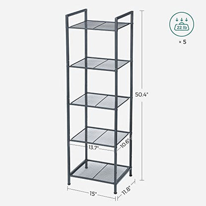 SONGMICS 5-Tier Storage Rack, Bathroom Shelf, Extendable Plant Stand - color: Black, size: 5 Tiers