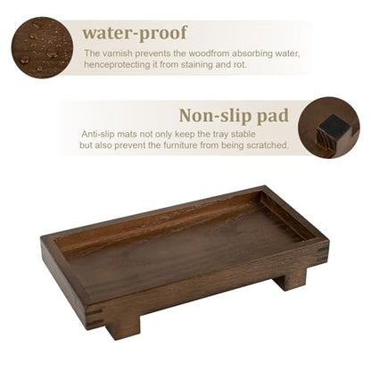 Bathroom Counter Tray Wooden Riser Display Kitchen Soap Holder, Walnut - color: Walnut, size: 9.4" x 4.7" x 1.7"