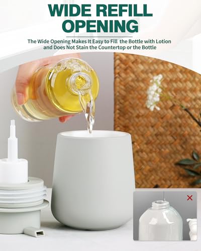 Bosilunlife 12Oz Ceramic Foam Soap Dispenser for Bathroom Kitchen Counter - color: Rubber Light Grey