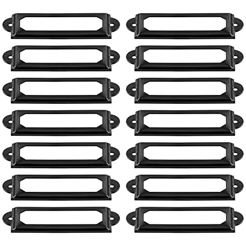 Metal Label Holder, 60mm x 17mm, File Drawer Label Frames, 60pcs - color: Black, size: 60mm x 17mm