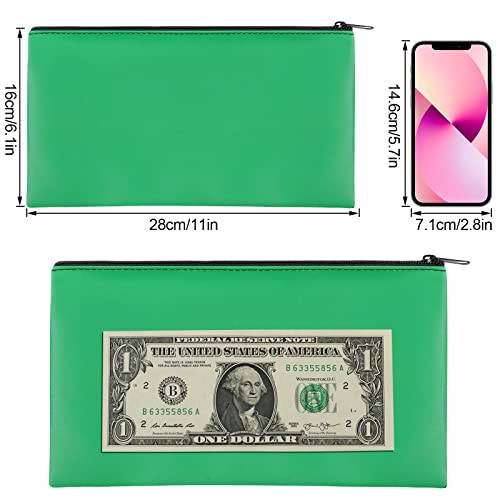 2 Pieces Money Bags with Zipper, 11x6.1 inch Money Pouch, Bank Bag, Cash Bag, Check Wallet, Cosmetics(Green) - color: Green, size: 2 Pieces