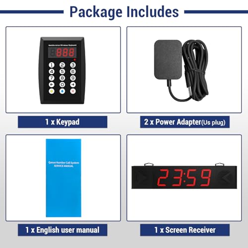 Queue Calling System, Wireless 4-Digit Take a Number Display - color: black