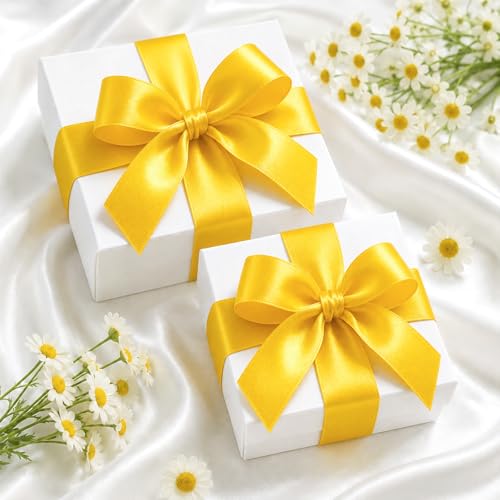 KINGLAKE Double Faced Maize Yellow Satin Ribbon - 1-1/2 Inch x 50 Yards - color: Maize Yellow