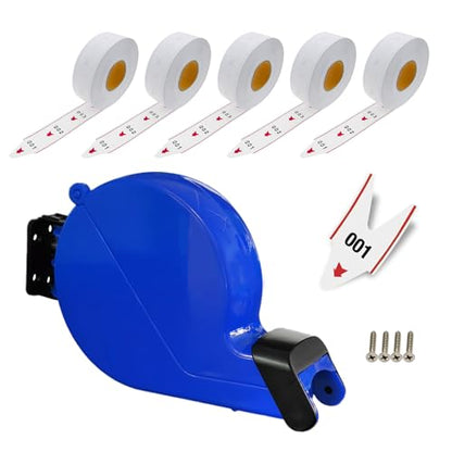 Blue Ticket Dispenser Take A Number System Ticket Machine for Counter Queue System with 5 Rolls 3-Digit Take a Number Ticket Rolls