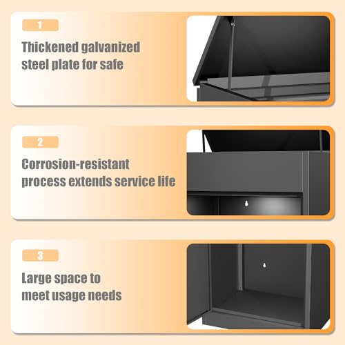 Package Delivery Boxes for Outside,Large Mailbox for Parcel, Anti-Theft Parcel Mailbox with Coded Lock, Wall Mounted Waterproof Home Parcel Box for Porch Yard, Galvanized Steel (19.7”x16.1”x60”) - size: 19.7”x16.1”x60”
