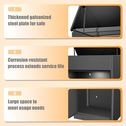 Package Delivery Boxes for Outside,Large Mailbox for Parcel, Anti-Theft Parcel Mailbox with Coded Lock, Wall Mounted Waterproof Home Parcel Box for Porch Yard, Galvanized Steel (19.7”x16.1”x60”) - size: 19.7”x16.1”x60”