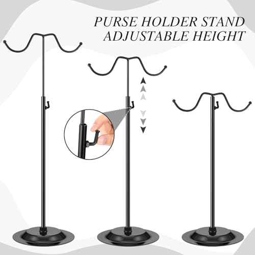 Weysat 4 Pcs Purse Display Stand Adjustable Metal Handbag Holder, Black - color: Black