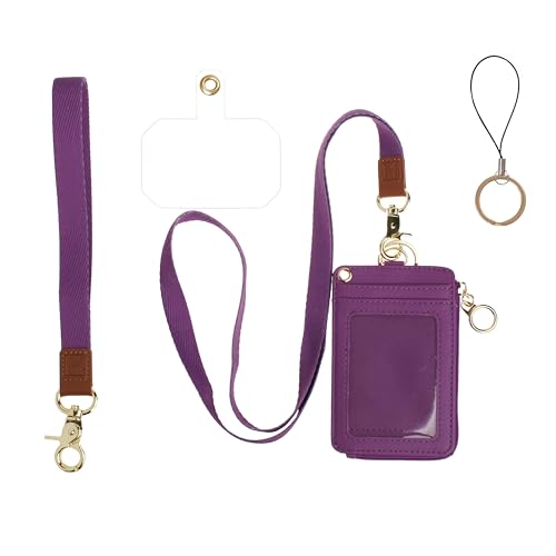 MONDO DESIGNS 2-in-1 ID Badge Holder Lanyard Wallet - Deep Purple - color: Deep Purple