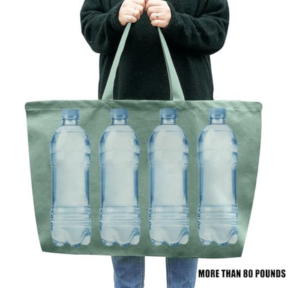 Large Canvas Tote Bag Reusable Extra Big Grocery Bags - color: Mint Green