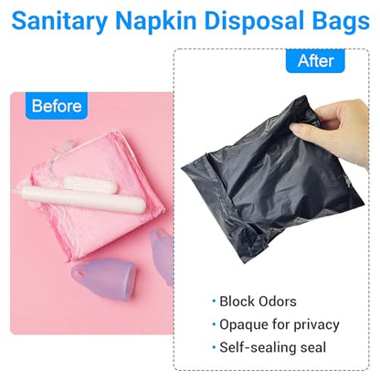 Sanitary Napkin Disposal Bags, 200Pcs Feminine Hygiene Tampon Bags 10" x 6"