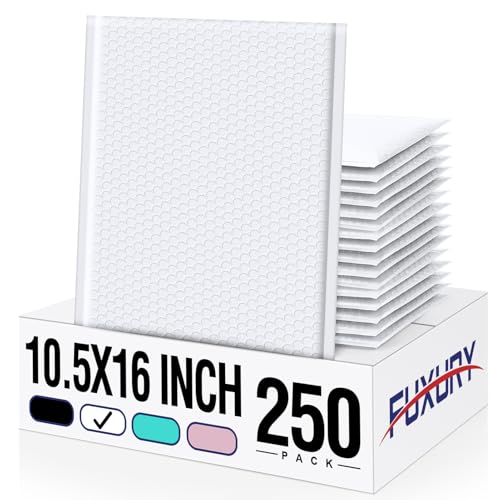 Fuxury White Bubble Mailers 10.5x16 Inch Padded Envelopes 250 Pack Bulk - color: White, size: 10.5x16" 250PC