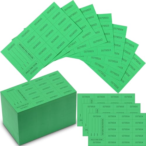 Kosiz 15 Bid 1000 Sheet Auction Raffle Tickets, Green - color: Green, size: 15 Bid