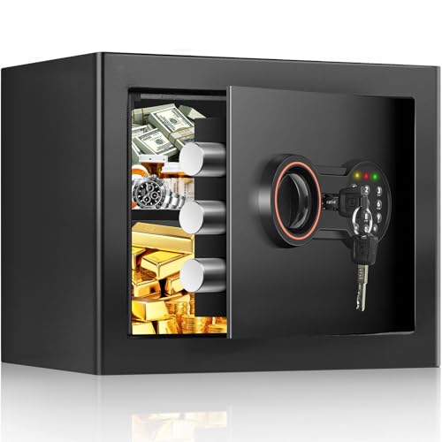 BUKUMO Small Safe for Home, Mini Safe Box for College Dorm Room - size: 1.0 Cub