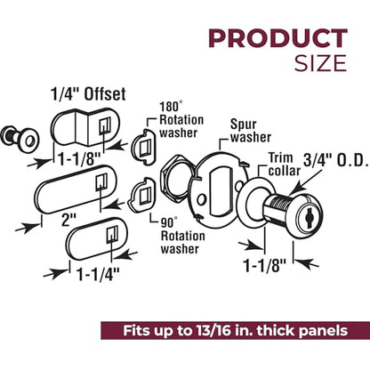 Prime-Line Drawer & Cabinet Lock, 1-1/8 in., Fits 13/16 in. Panels