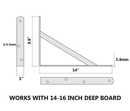 NEODROP 8-Pack 14 Inch Heavy Duty Shelf Brackets, Thicken Wall Bracket for Garage Floating Storage Shelves, 90 Degree Triangle Large L Bracket, Black Powder-Coated Steel - size: 14 Inch, style: 8 Pack