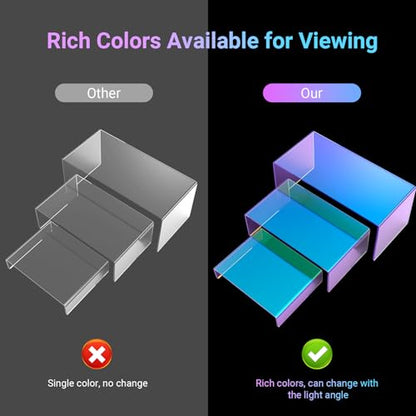 12 PCs Acrylic Display Risers Small 3 Size Stand（Iridescent2） - color: Iridescent 12 PCs