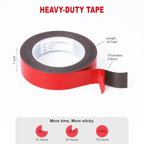 SANKA Double Sided Heavy Duty Mounting Tape, Gray 1 in x 18 ft 0.8 mm Thick - color: Grey, size: 1 in x 18 ft