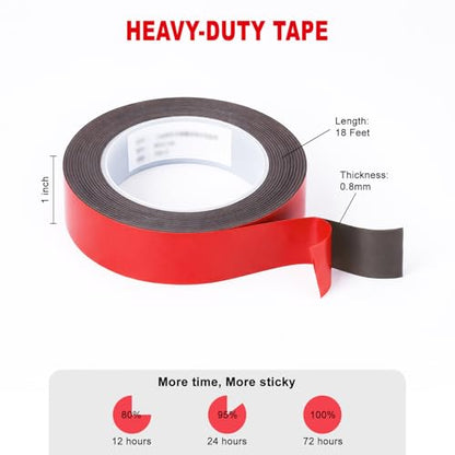 SANKA Double Sided Heavy Duty Mounting Tape, Gray 1 in x 18 ft 0.8 mm Thick - color: Grey, size: 1 in x 18 ft