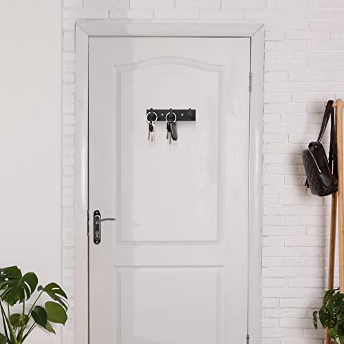 Stainless Steel Wall Key Holder Set of 2 - 3 Key Hooks Modern Hanger for Home, Kitchen, Entryway, Hallway, Office, Cabinet, Bathroom (Black) - color: Black