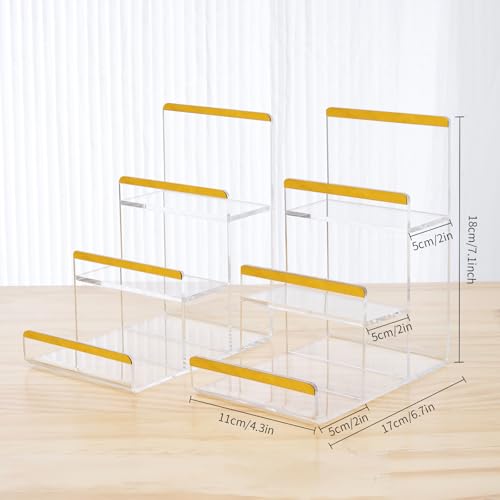 2 Pack 3-Tier Purse Display Stands, Acrylic Wallet Holder Risers Stand, 2-Inch Spacing Clear Clutch Rack Handbag Display Shelf, 4MM Thick Counter Wallet Organizer for Figure Sunglasses Retail Vendor - size: 3 Tier（2pack）