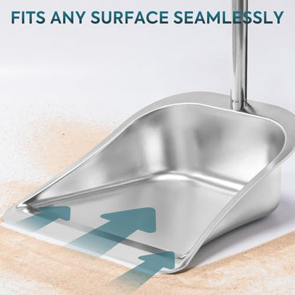 Dust Pans with Long Handle - 35”Heavy Duty Metal Upright Stand Up Dustpan - size: dustpan only