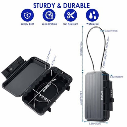 Portable Lock Box, 4-Digit Combination Safe Boxes with Detachable Cable, Anti-Theft Security Lockbox Outdoor, Small Resettable Personal Password Cash Case for Travel, Hotel, Dorm, Beach, Gym