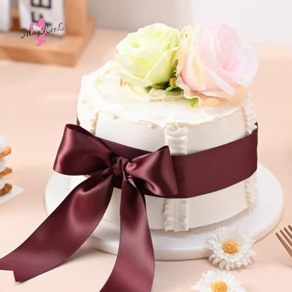 MAYREEL 1.5 inch Burgundy Double Faced Satin Ribbon 50 Yards - color: Burgundy, size: 1-1/2 Inch