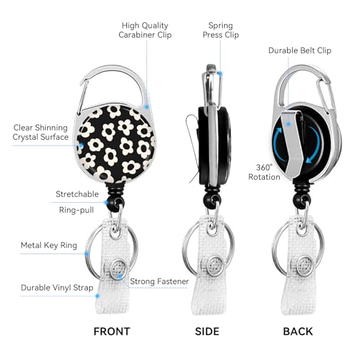 2 Pack Flowers ID Badge Holder with Clip Badge Reels - color: 2 Pack-flowers5